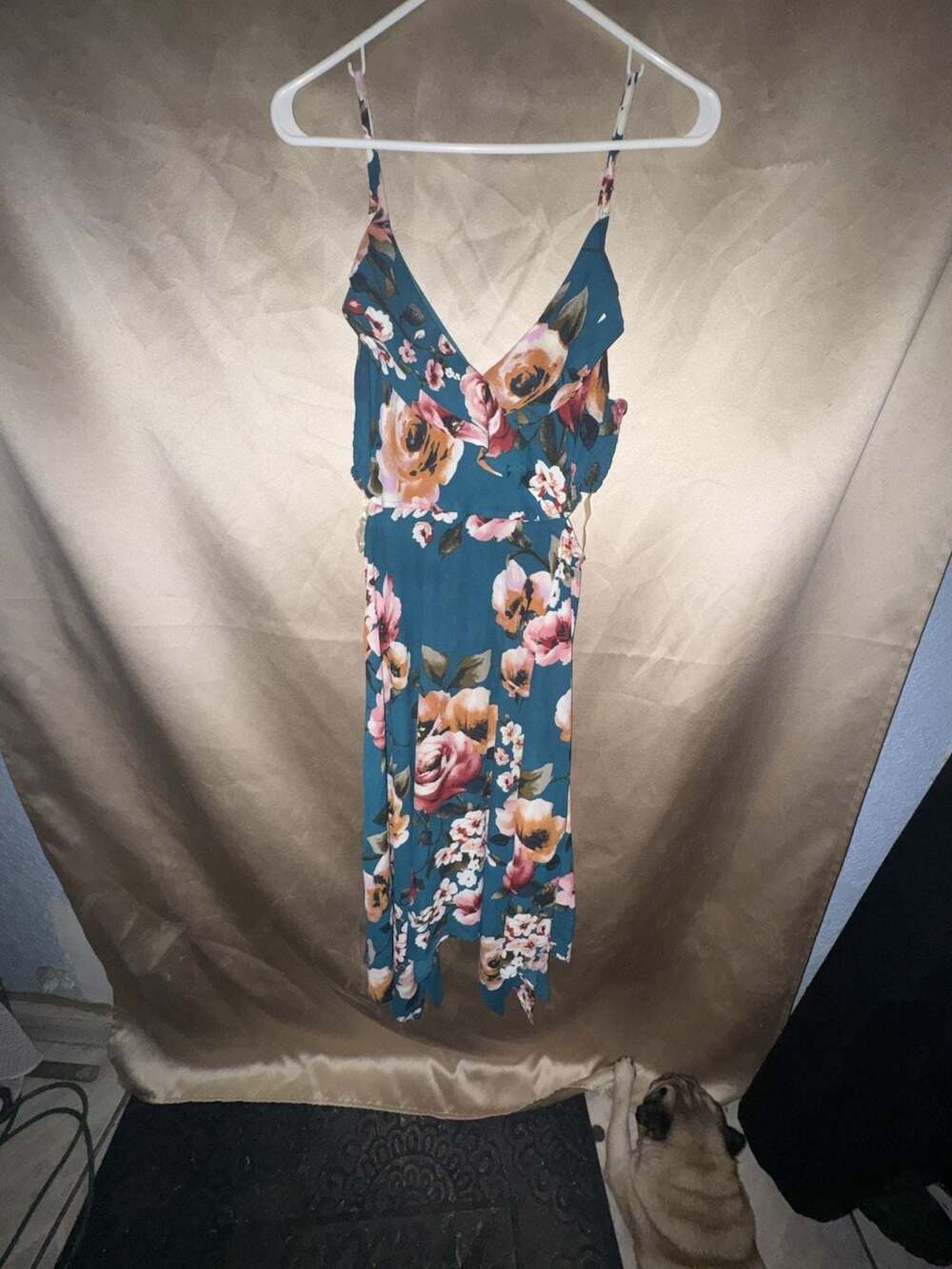 Inspired Hearts Floral Spaghetti Strap Midi Dress with Cutout Sides